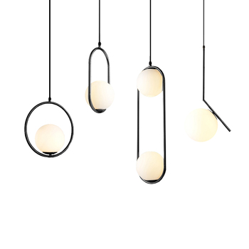 Ball Pendant Lights Industriel Hanging Lamp Brass Art Kitchen Hotel Hoop Decor Pendant Lamp Gold Silver Nordic Glass Luxury Iron